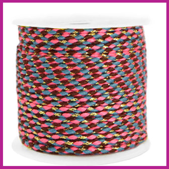 Trendy koord gevlochten 2mm gold neon pink blue