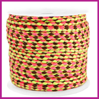 Trendy koord gevlochten 2mm neon yellow pink