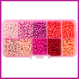 DIY kralenbox rocailles mix pink