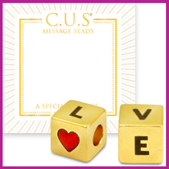 C.U.S sieraden message bead cube L❤ve goud