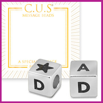 C.U.S sieraden message bead cube Dad★ zilver