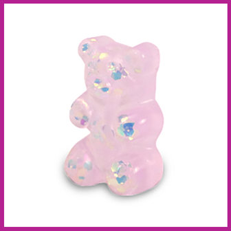 Resin kraal gummy bear glitter light pink