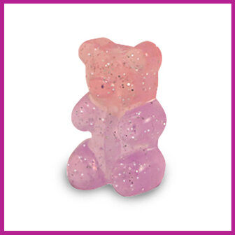 Resin kraal gummy bear glitter multicolor pink