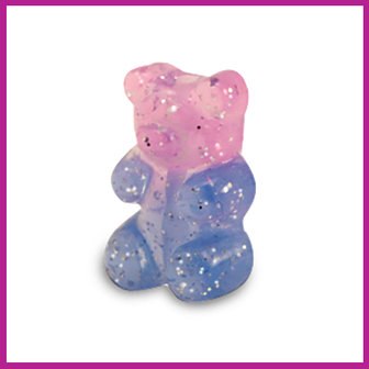 Resin kraal gummy bear glitter blueish pink