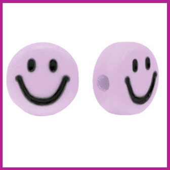 Letterkraal acryl smiley vintage lila purple/zwart