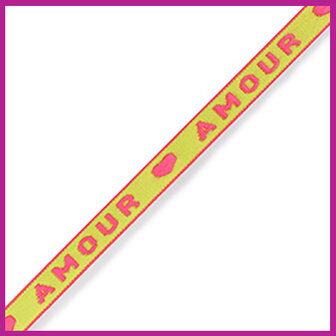 Lint met tekst &quot;amour&quot; neon green pink