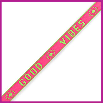 Lint met tekst &quot;good vibes&quot; neon pink green