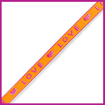 Lint met tekst &quot;love&quot; neon orange pink