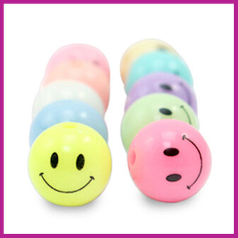 Mix acryl kralen smiley multicolor