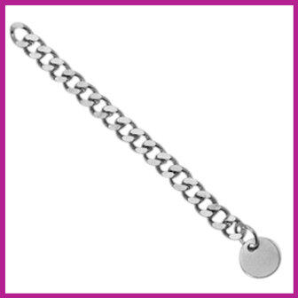 RVS verlengketting gourmet schakel coin 8mm zilver