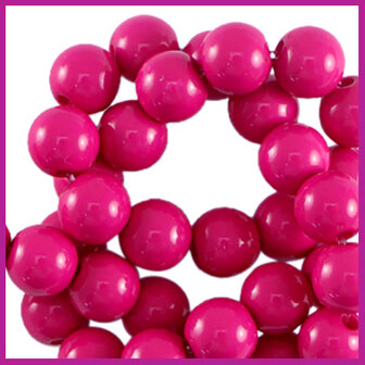 Acryl kraal shiny rond 6mm fucshia pink