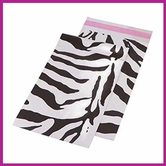 Cadeauzakje met plakstrook zebra zwart wit