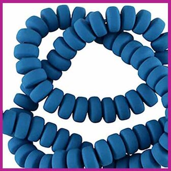 Polymeer kraal rondel 7mm blue