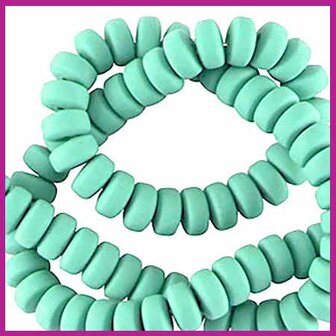 Polymeer kraal rondel 7mm turquoise green