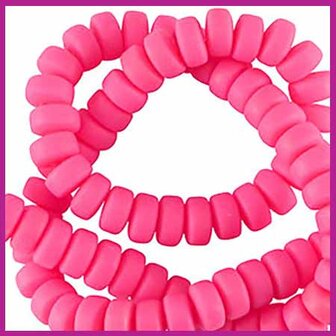 Polymeer kraal rondel 7mm bright pink
