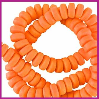 Polymeer kraal rondel 7mm bright orange