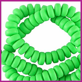 Polymeer kraal rondel 7mm neon green