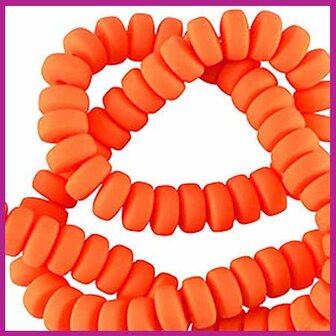 Polymeer kraal rondel 7mm neon orange