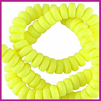 Polymeer kraal rondel 7mm neon yellow