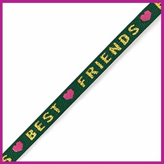 Lint met tekst &quot;best friends&quot; green-gold-pink