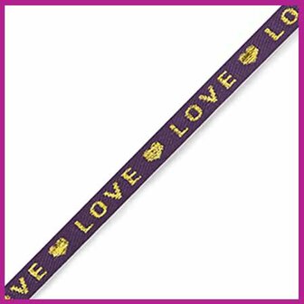 Lint met tekst &quot;love&quot; purple-gold