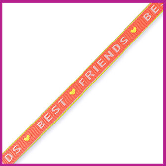 Lint met tekst &quot;best friends&quot; coral red lime