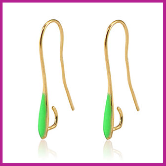 DQ metaal oorbellen / oorhangers Goud - neon groen