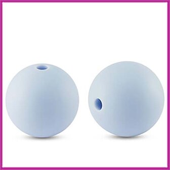 Siliconen kraal rond 15mm baby blauw