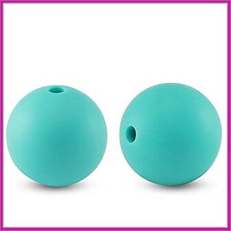 Siliconen kraal rond 15mm turquoise