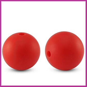 Siliconen kraal rond 15mm rood