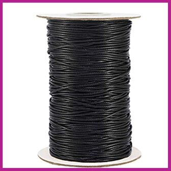 Macram&eacute; draad gevlochten 1mm zwart