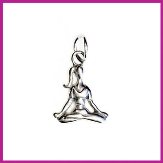 RVS stainless steel bedel yoga Lotus houding zilver