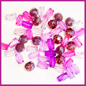 Glasmix mini facet disc/tube paars roze