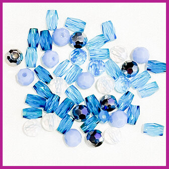 Glasmix mini facet disc/tube blauw
