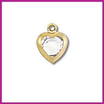 RVS stainless steel bedel hartje goud - crystal