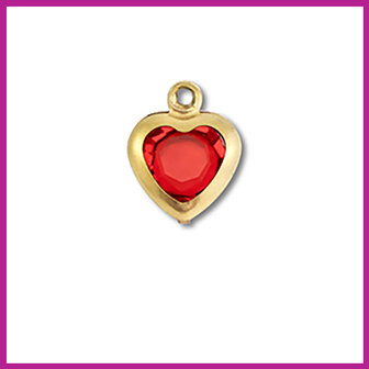 RVS stainless steel bedel hartje goud - rood