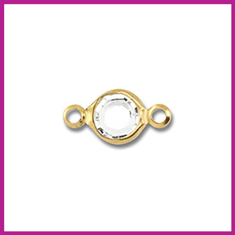 RVS stainless steel tussenstuk rond goud - crystal