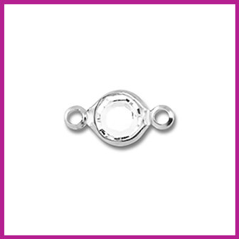 RVS stainless steel tussenstuk rond zilver - crystal