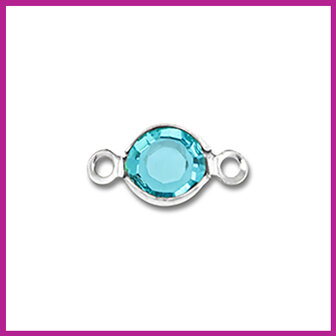 RVS stainless steel tussenstuk rond zilver - aquamarine