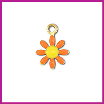 RVS stainless steel bedel bloemetje goud - geel - oranje