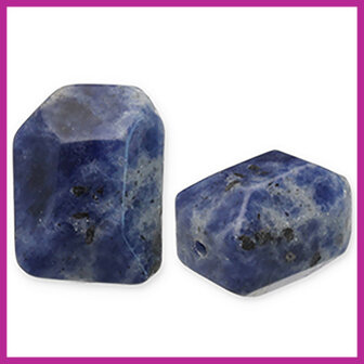 Natuursteen kraal brok sodaliet en microklien Blue-white