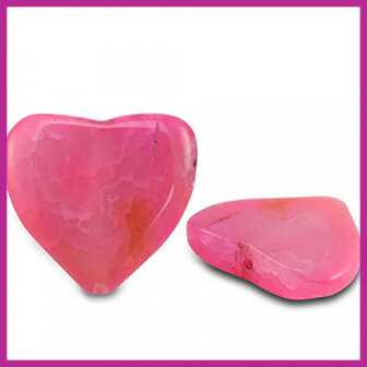 Natuursteen kraal kwarts hart crackle fuchsia pink