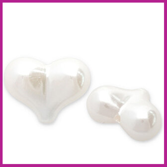 Acryl kraal imitatie zoetwaterparel hart wit