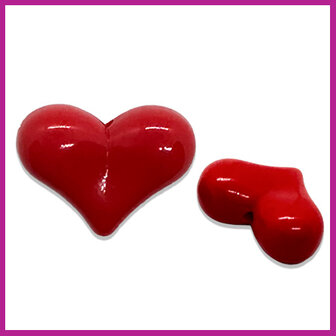 Acryl kraal glimmend hart rood