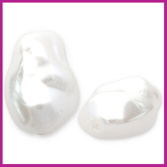 Acryl kraal imitatie zoetwaterparel klein ovaal wit