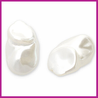 Acryl kraal imitatie zoetwaterparel ovaal wit