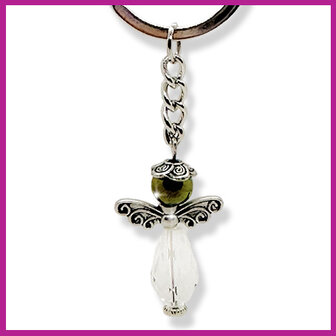 DIY pakketje geluksengel M Zilver crystal