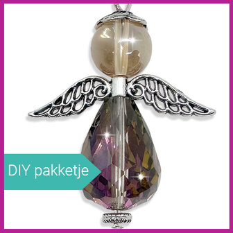 DIY pakketje geluksengel L Zilver antraciet AB