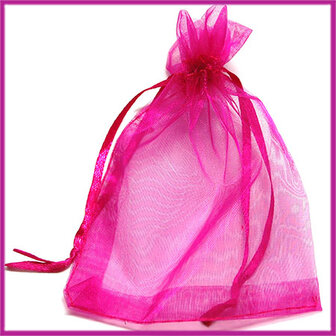 Organza zakje ca. 12x9cm Fuchsia roze