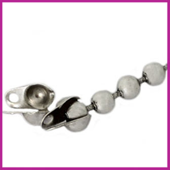 DQ Ballchain kalotje 2mm Antiek Silver